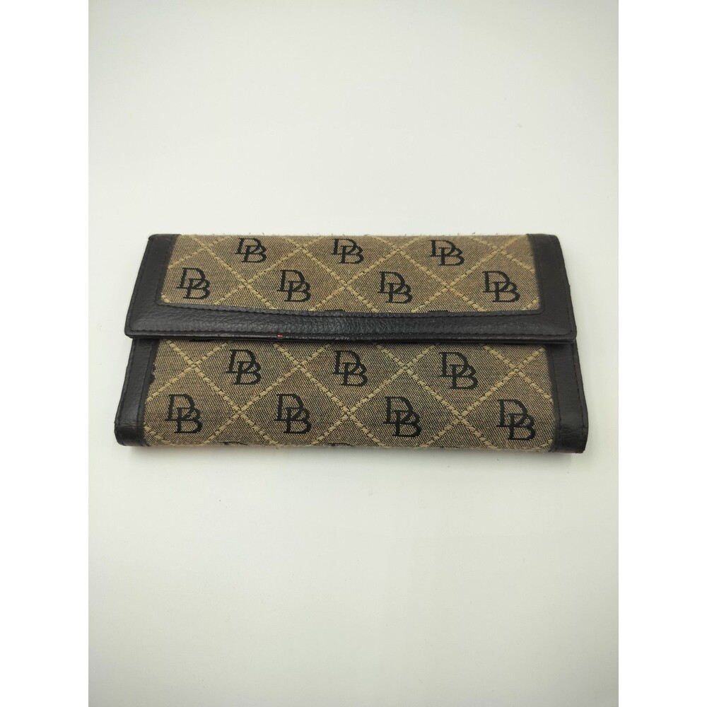 Dooney & And Bourke Signature Check book Logo Long Wallet Brown/Black *READ